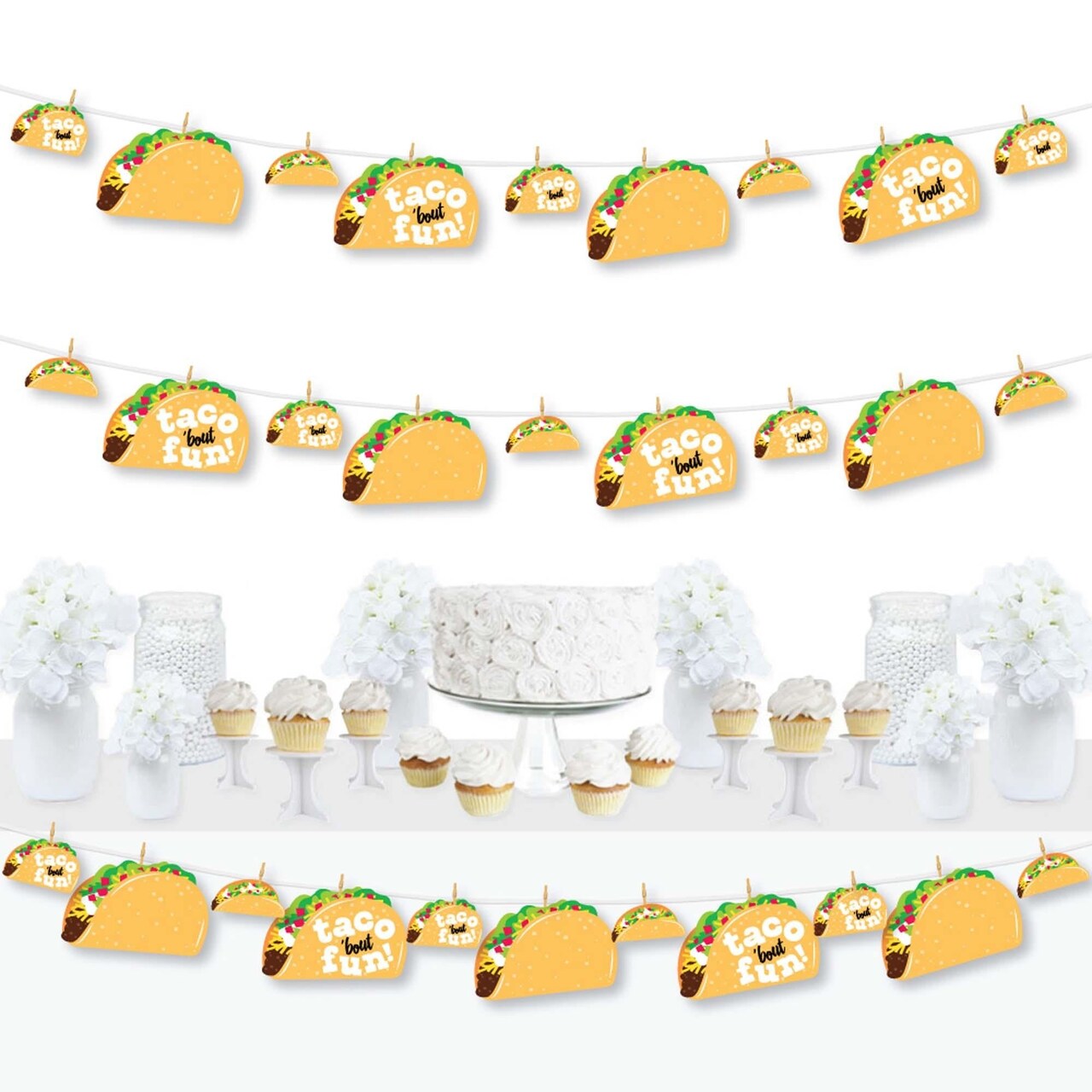 Big Dot of Happiness Taco 'Bout Fun - Fiesta DIY Decorations - Clothespin Garland Banner - 44 Pieces